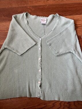 Bentley Light Sage Ribbed Button Cardigan
